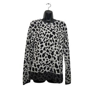 Belle France cashmere gray leopard print sweater